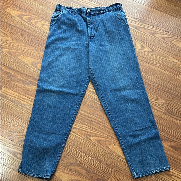 Vintage 80s Colter Western Pinstriped Straight Leg Denim Jeans Womens 34 - Picture 1 of 10
